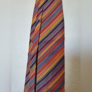 Hugo Boss Gray Multi-Color Stripes Men's Necktie 100% Silk One Size Formal Fall